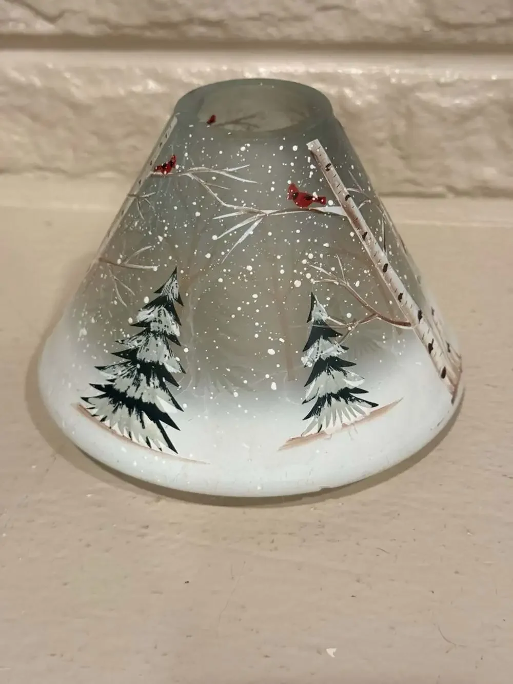 Yankee Candle Winter Birch Crackle Glass Large Jar Candle Shade Retired